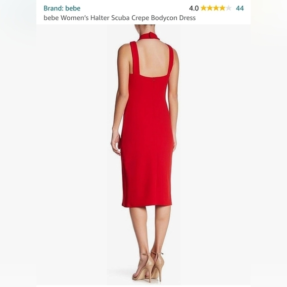 Bebe Women's Halter Scuba Crepe Bodycon Dress, Red Size 4 Or 12 - Pick One - Picture 2 of 11